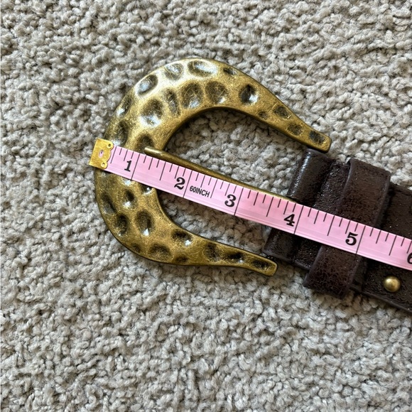 Brown and Bronze Metal And Faux Leather Stretch Belt - Picture 7 of 8